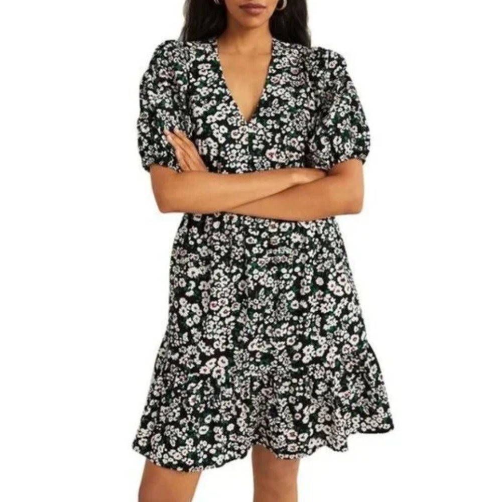 Boden Floral Puff Sleeve Tiered Ruffle Boho Dress Size 6 NWT - Picture 2 of 16